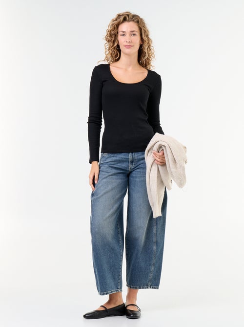 T-shirt met lange mouwen van ribstof - Kiabi