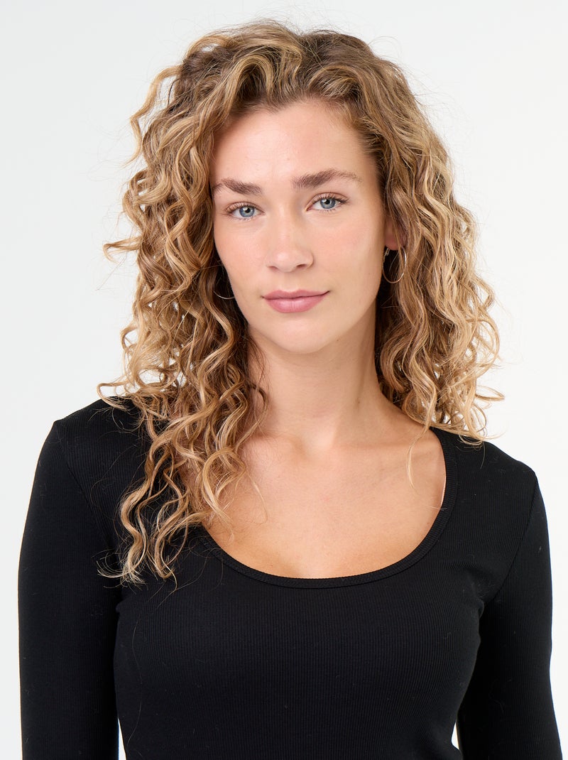 T-shirt met lange mouwen van ribstof Zwart - Kiabi