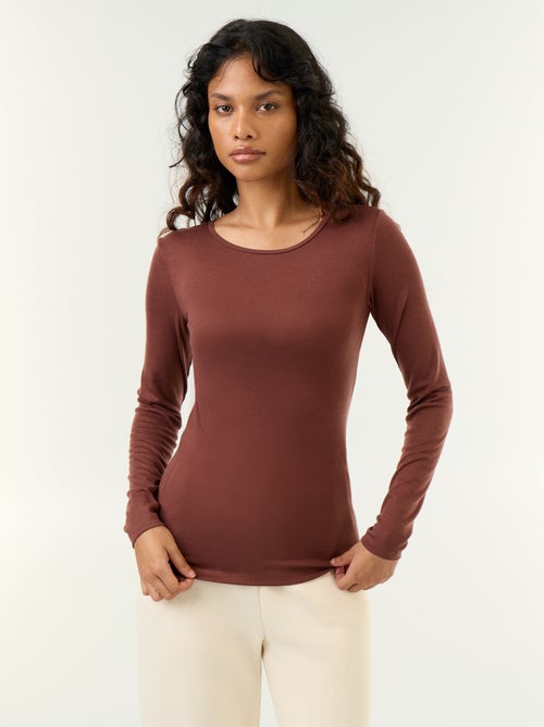 T-shirt met lange mouwen van wolmix - Kiabi