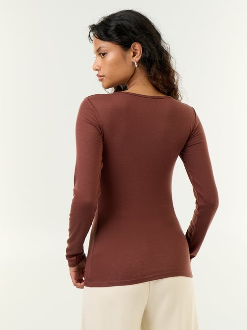 T-shirt met lange mouwen van wolmix - Kiabi
