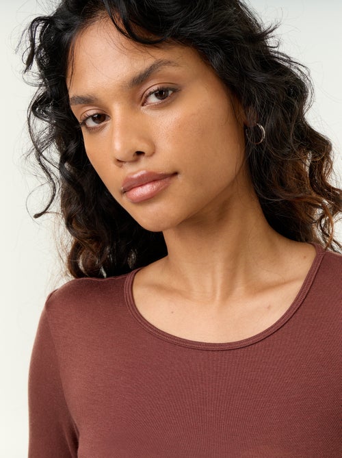 T-shirt met lange mouwen van wolmix - Kiabi