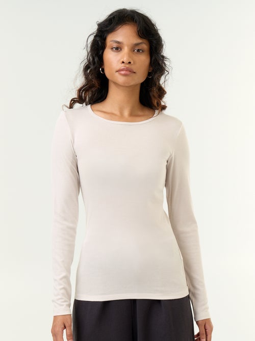 T-shirt met lange mouwen van wolmix - Kiabi