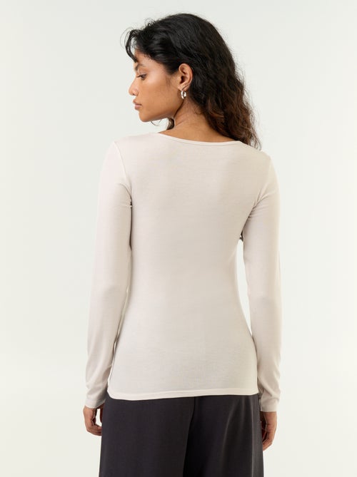 T-shirt met lange mouwen van wolmix - Kiabi