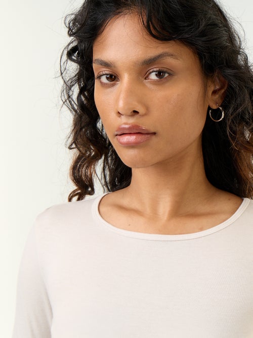 T-shirt met lange mouwen van wolmix - Kiabi