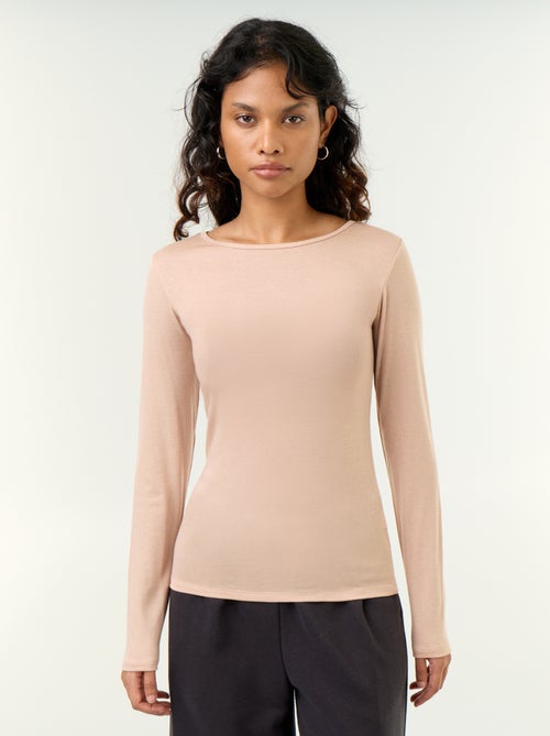 T-shirt met lange mouwen van wolmix - Kiabi