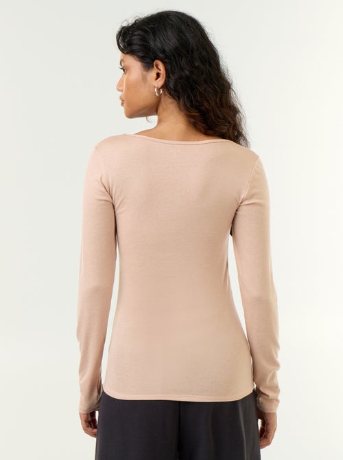 T-shirt met lange mouwen van wolmix - Kiabi