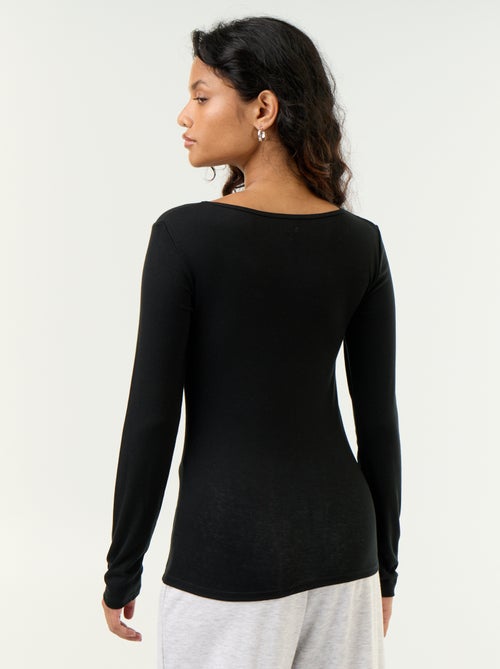 T-shirt met lange mouwen van wolmix - Kiabi