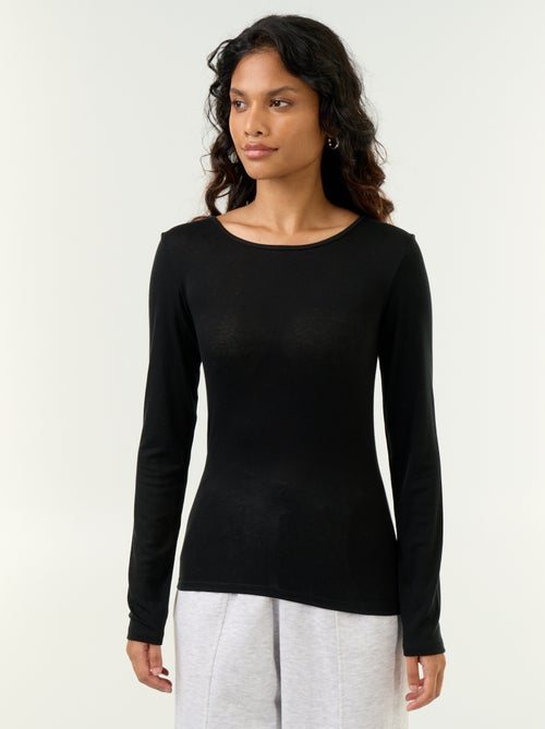 T-shirt met lange mouwen van wolmix - Kiabi