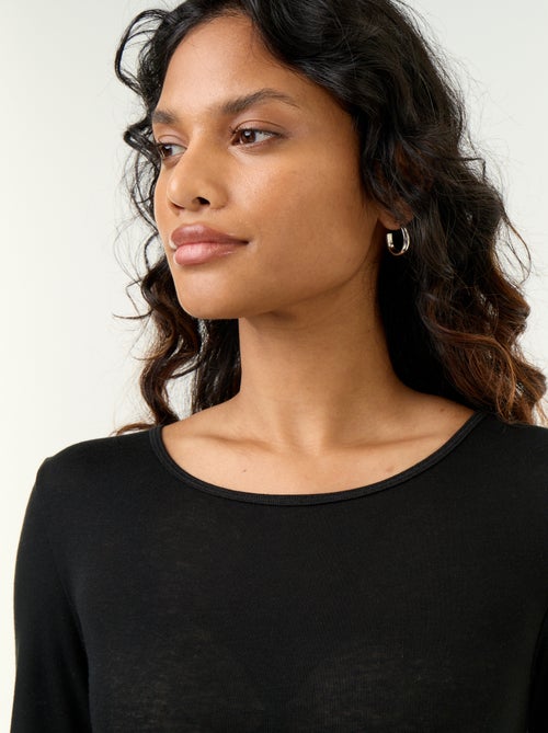 T-shirt met lange mouwen van wolmix - Kiabi