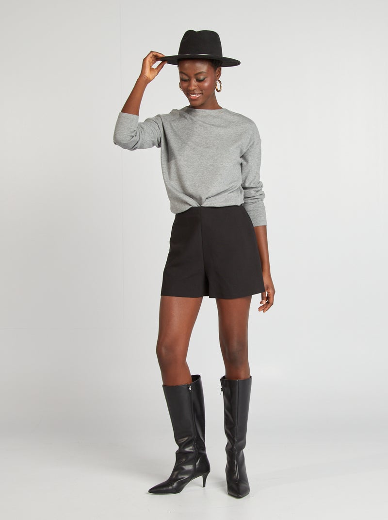 T-shirt met lange mouwen van zacht tricot GRIJS - Kiabi