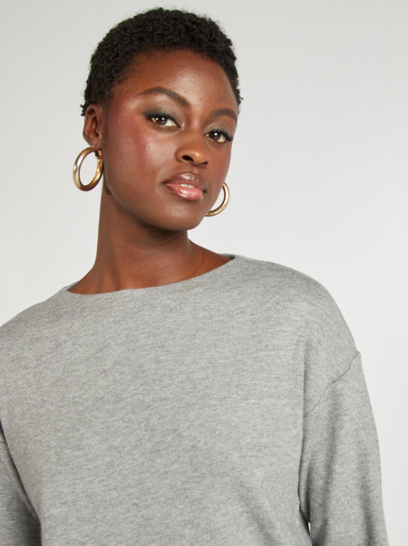T-shirt met lange mouwen van zacht tricot GRIJS - Kiabi