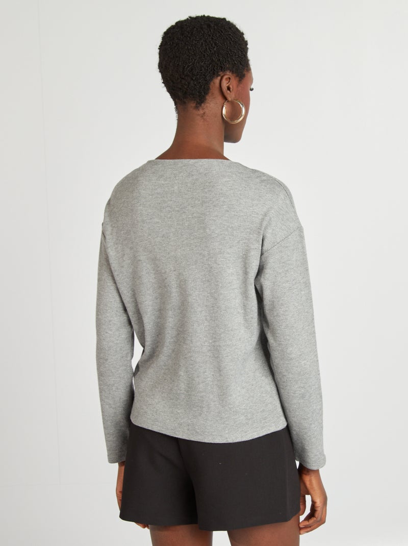 T-shirt met lange mouwen van zacht tricot GRIJS - Kiabi