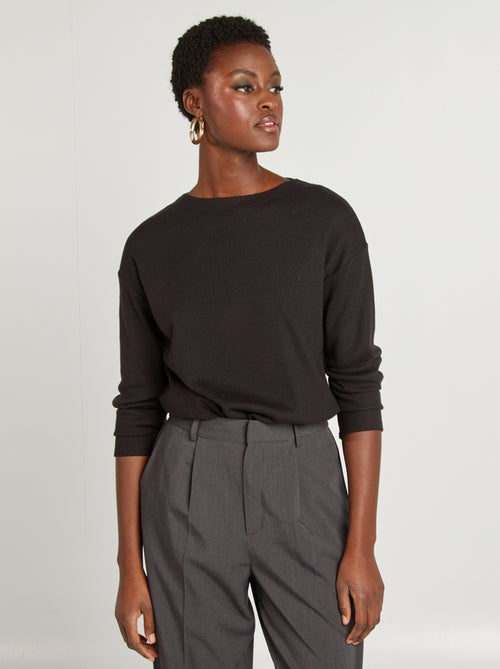 T-shirt met lange mouwen van zacht tricot - Kiabi