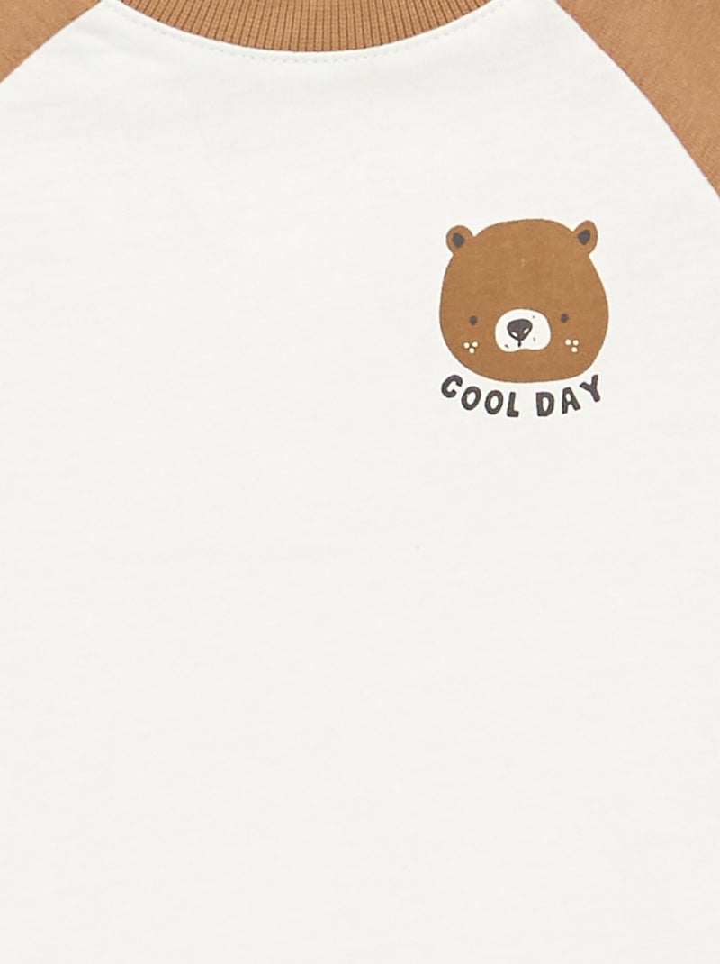 T-shirt met lange raglanmouwen Bruin - Kiabi