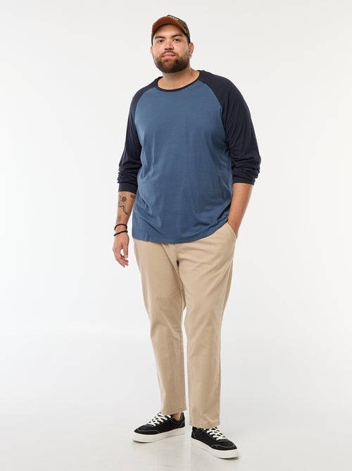 T-shirt met lange raglanmouwen en ronde hals - Kiabi