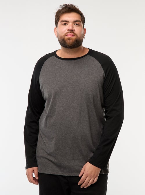 T-shirt met lange raglanmouwen en ronde hals - Kiabi