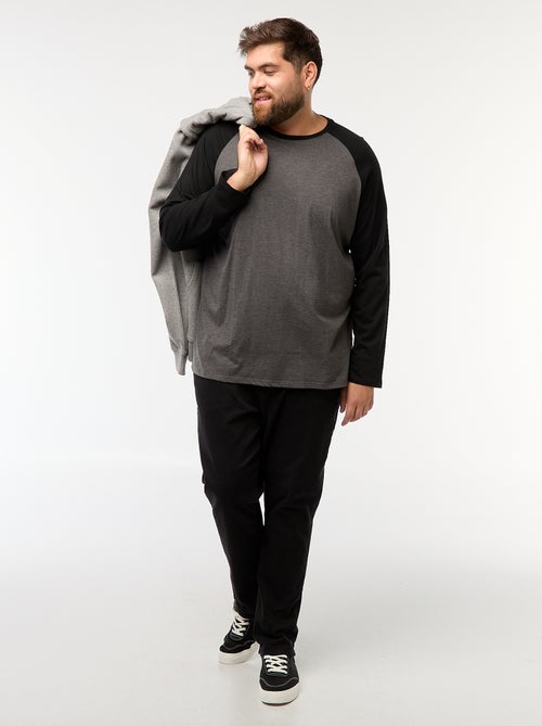 T-shirt met lange raglanmouwen en ronde hals - Kiabi