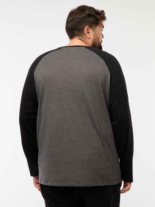 T-shirt met lange raglanmouwen en ronde hals - Kiabi