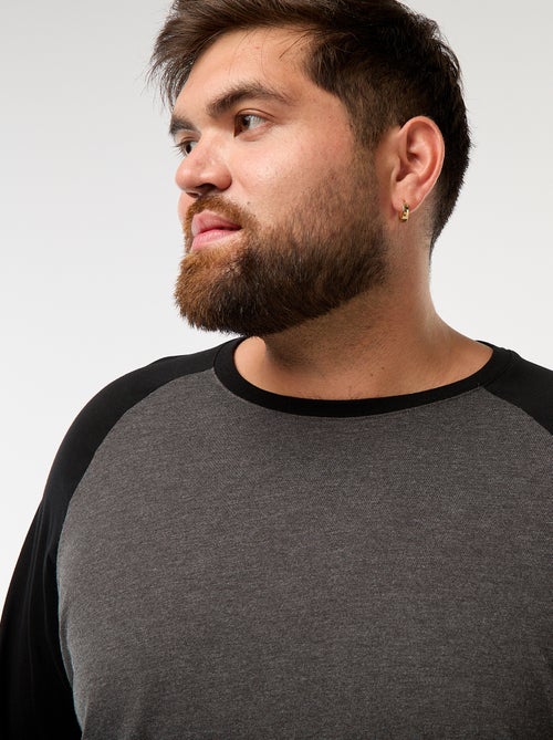 T-shirt met lange raglanmouwen en ronde hals - Kiabi