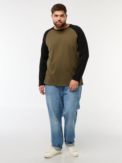 T-shirt met lange raglanmouwen en ronde hals - Kiabi