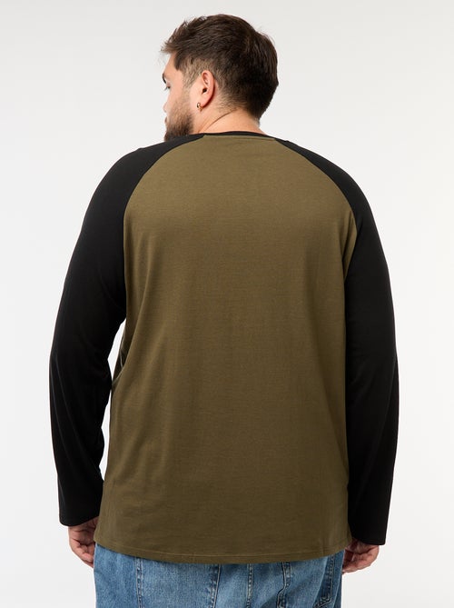 T-shirt met lange raglanmouwen en ronde hals - Kiabi