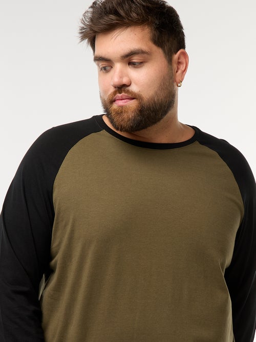 T-shirt met lange raglanmouwen en ronde hals - Kiabi