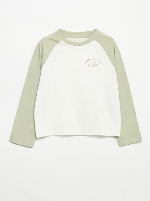 T-shirt met lange raglanmouwen - Kiabi