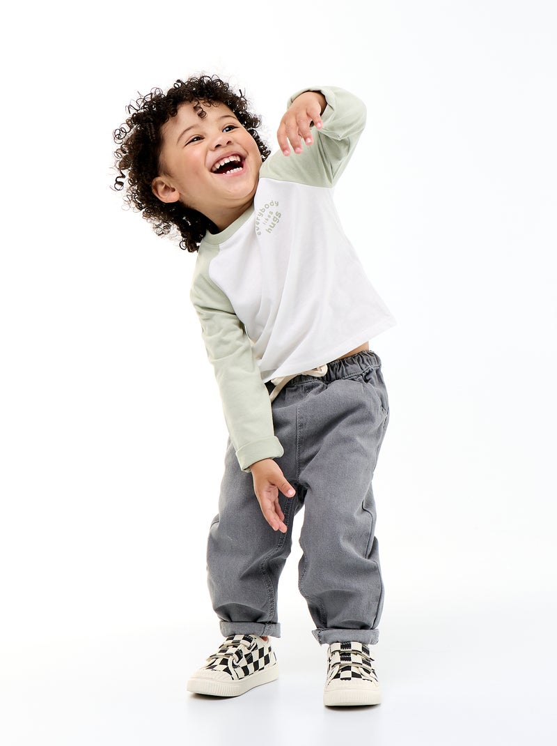 T-shirt met lange raglanmouwen Wit - Kiabi