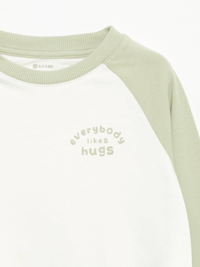 T-shirt met lange raglanmouwen Wit - Kiabi