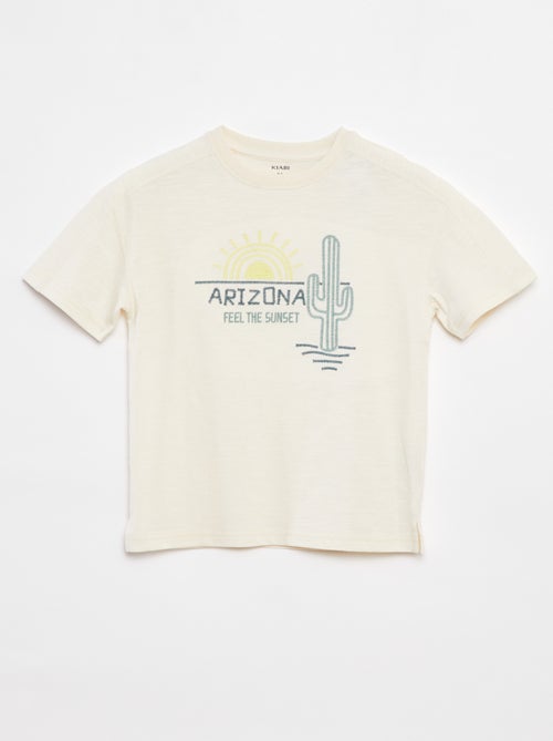 T-shirt met leuke opengewerkte details en borduursel - Kiabi
