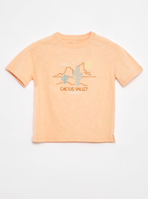 T-shirt met leuke opengewerkte details en borduursel - Kiabi