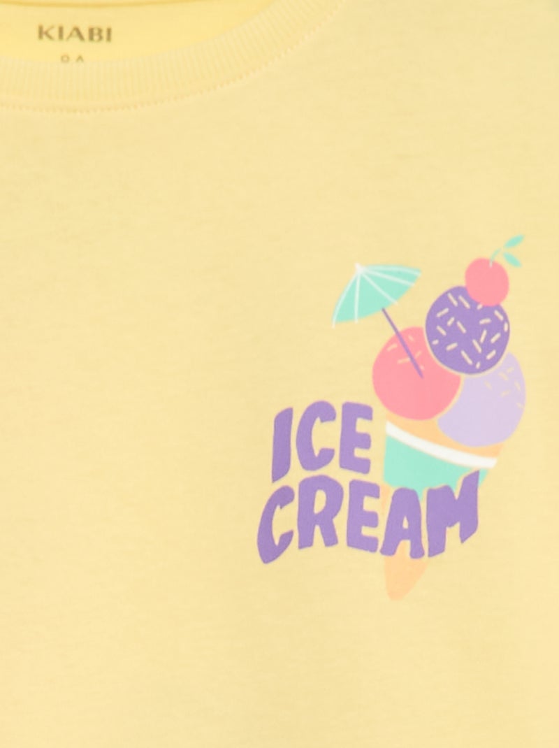 T-shirt met losse pasvorm en print op rug & borst Geel - Kiabi