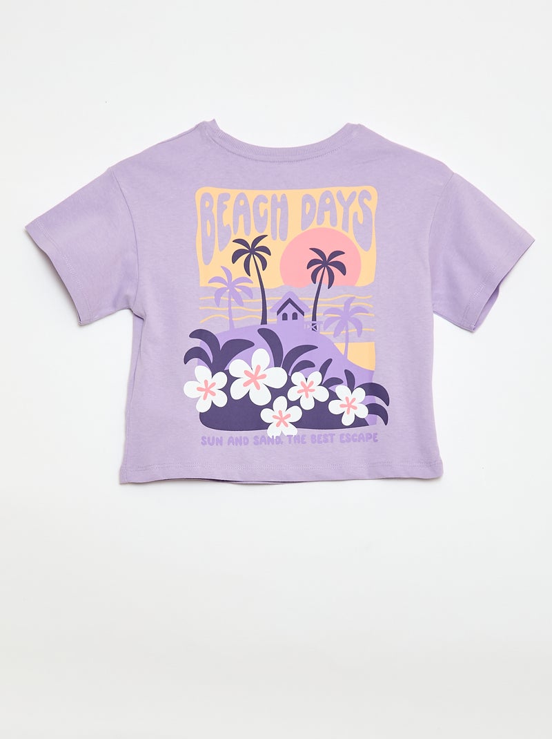 T-shirt met losse pasvorm en print op rug & borst Paars - Kiabi