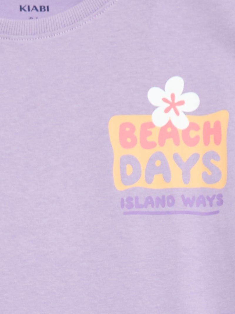 T-shirt met losse pasvorm en print op rug & borst Paars - Kiabi