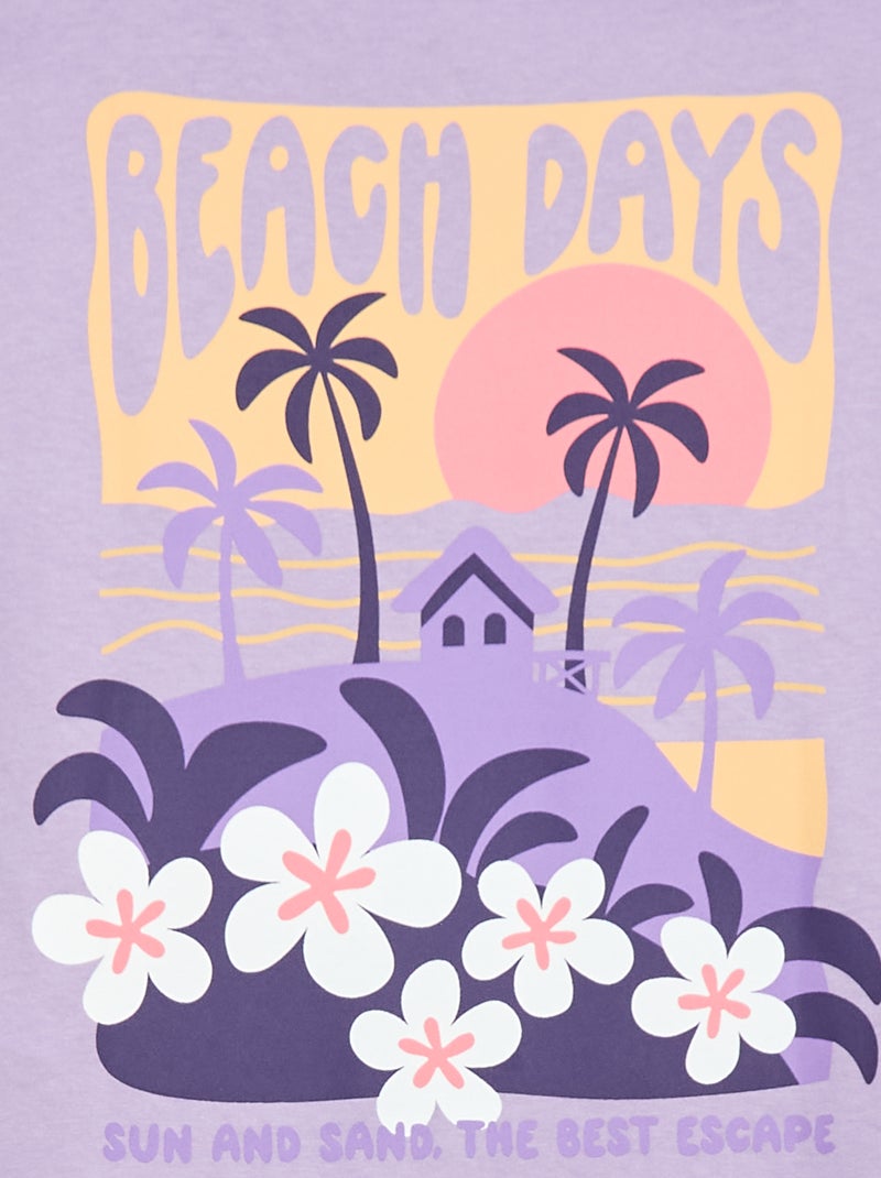 T-shirt met losse pasvorm en print op rug & borst Paars - Kiabi