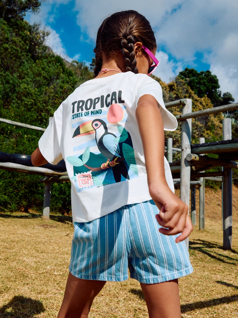 T-shirt met losse pasvorm en print op rug & borst Wit - Kiabi