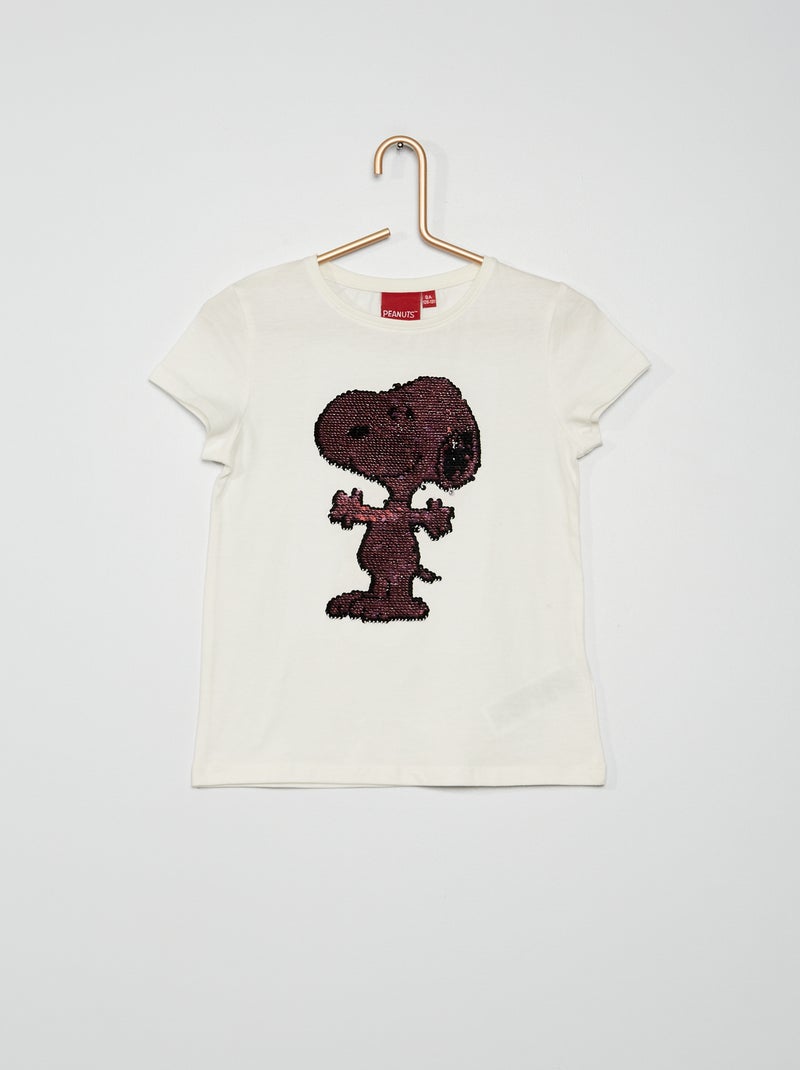 T-shirt met lovertjes 'Snoopy' sneeuw wit - Kiabi