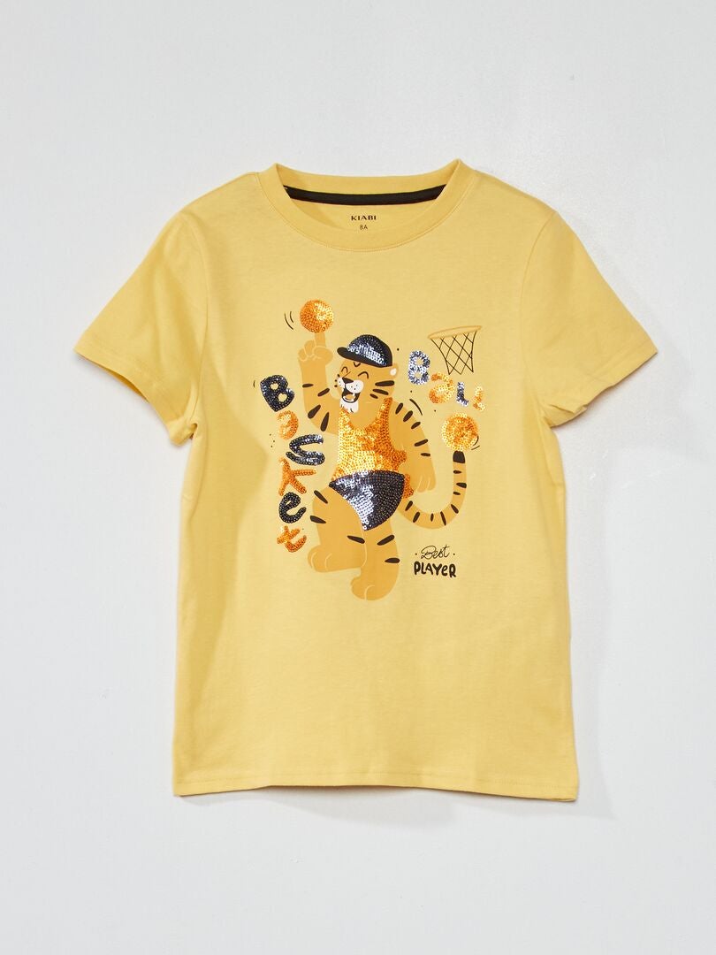 T-shirt met lovertjesprint GEEL - Kiabi
