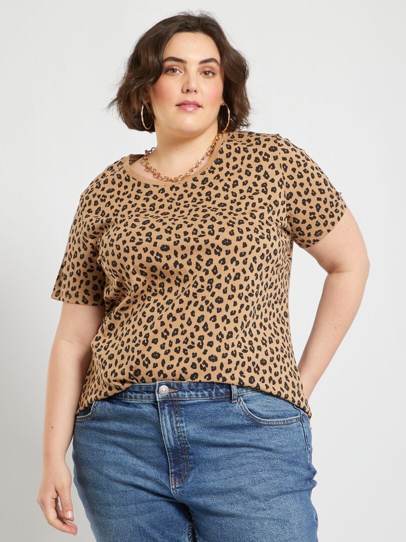 T-shirt met luipaardprint BIEGE - Kiabi