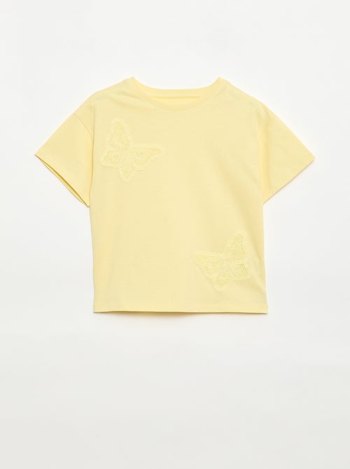 T-shirt met macramébloemen - Kiabi