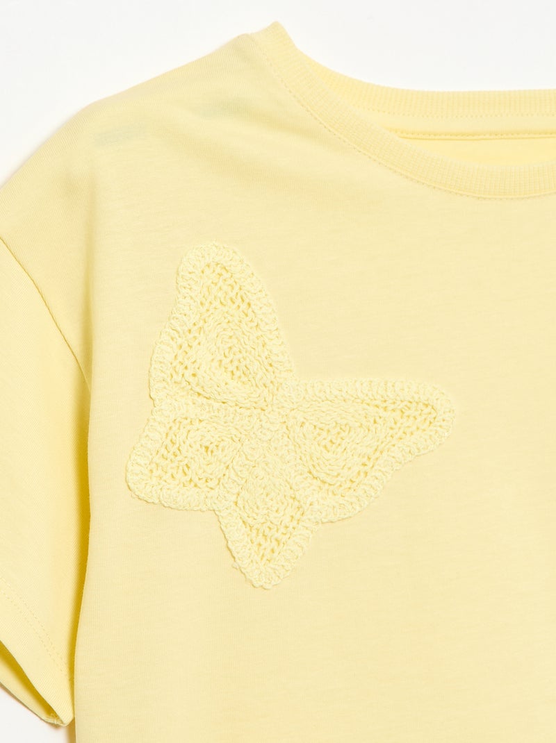 T-shirt met macramébloemen Geel - Kiabi