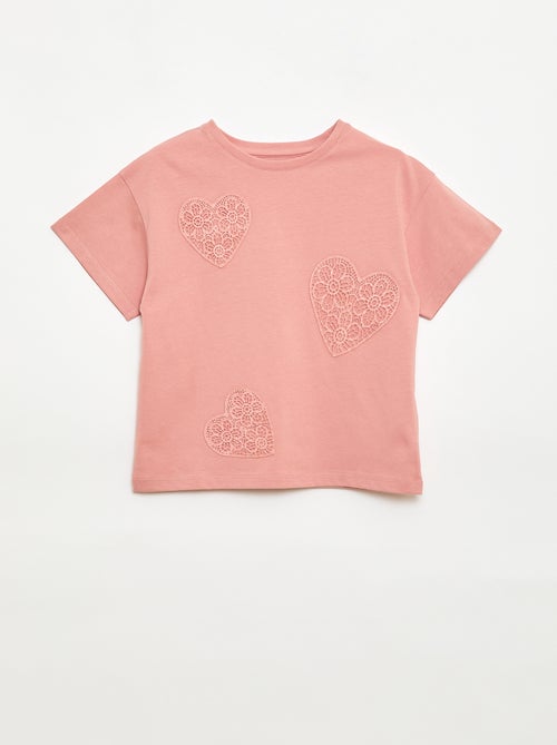 T-shirt met macramébloemen - Kiabi