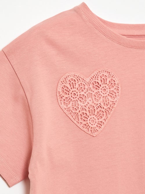 T-shirt met macramébloemen - Kiabi