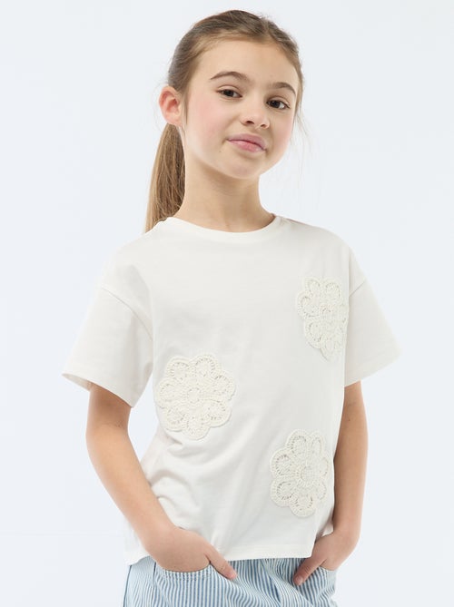 T-shirt met macramébloemen - Kiabi