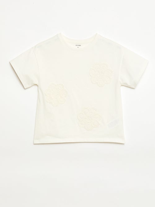 T-shirt met macramébloemen - Kiabi