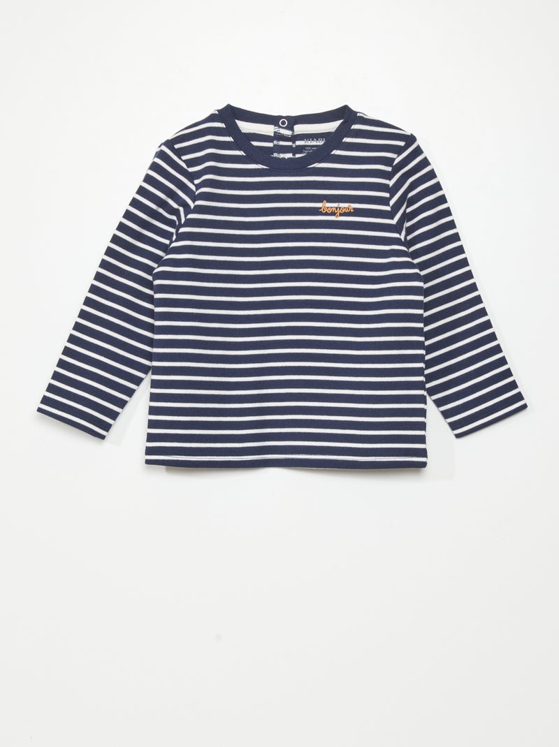 T-shirt met matrozenstreepjes BLAUW - Kiabi