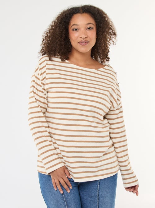 T-shirt met matrozenstreepjes en boothals - Kiabi