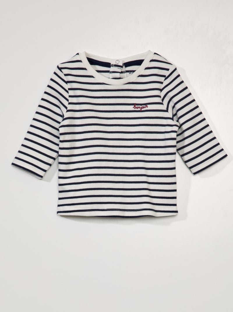 T-shirt met matrozenstreepjes WIT - Kiabi