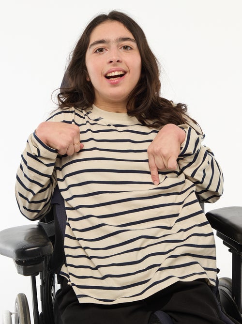 T-shirt met matrozenstrepen en klittenband op de schouder So Easy - Kiabi