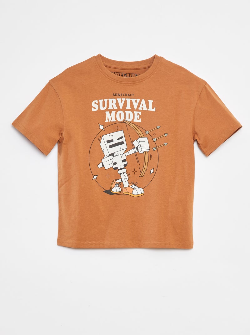 T-shirt met 'Minecraft'-print BRUIN - Kiabi